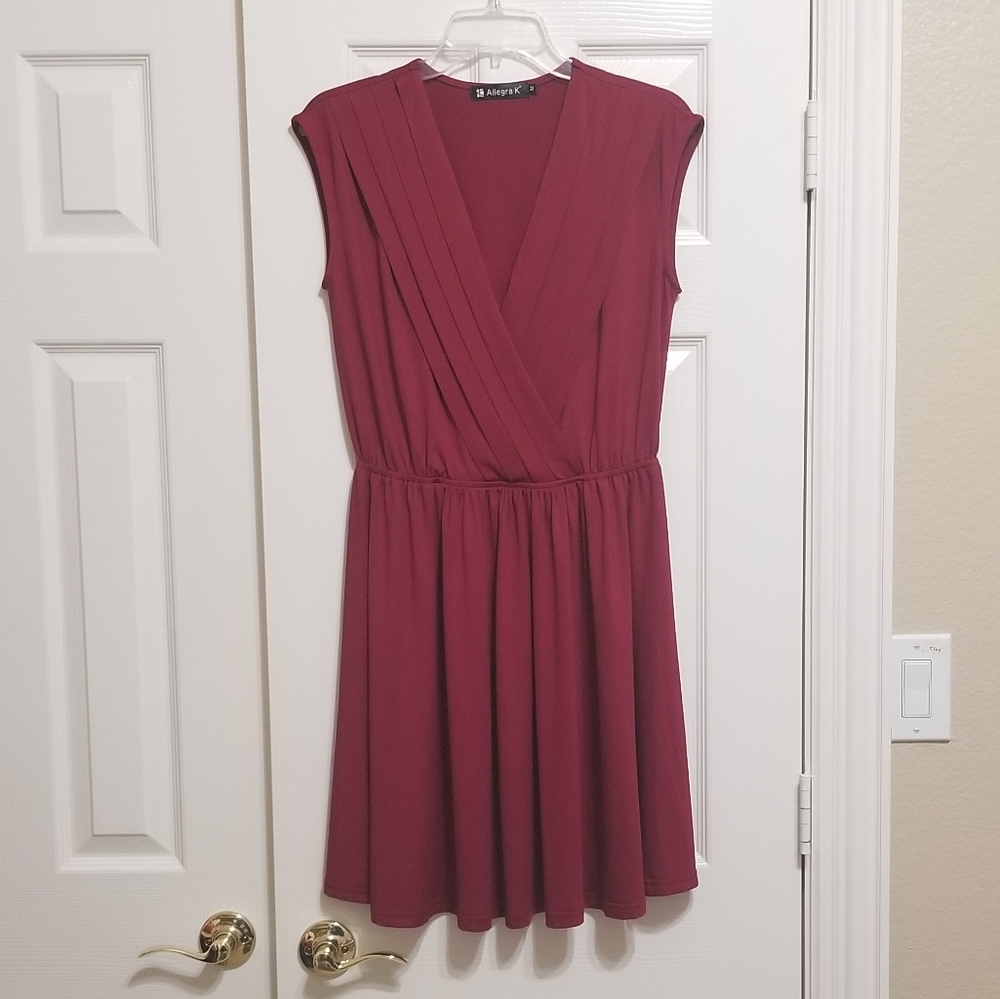 ❤️ Allegra K Women's Crossover Deep V-Neck Dress